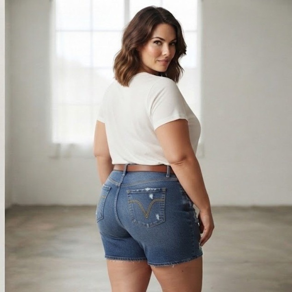 VIP Jeans Distressed Denim Shorts Womens 16 Blue Excellent Dark Wash Stretch